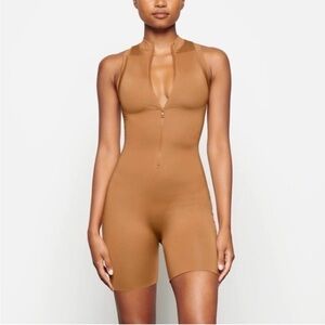 SKIMS Swim Mock Neck Cycle One Piece Women’s Small in Ochre